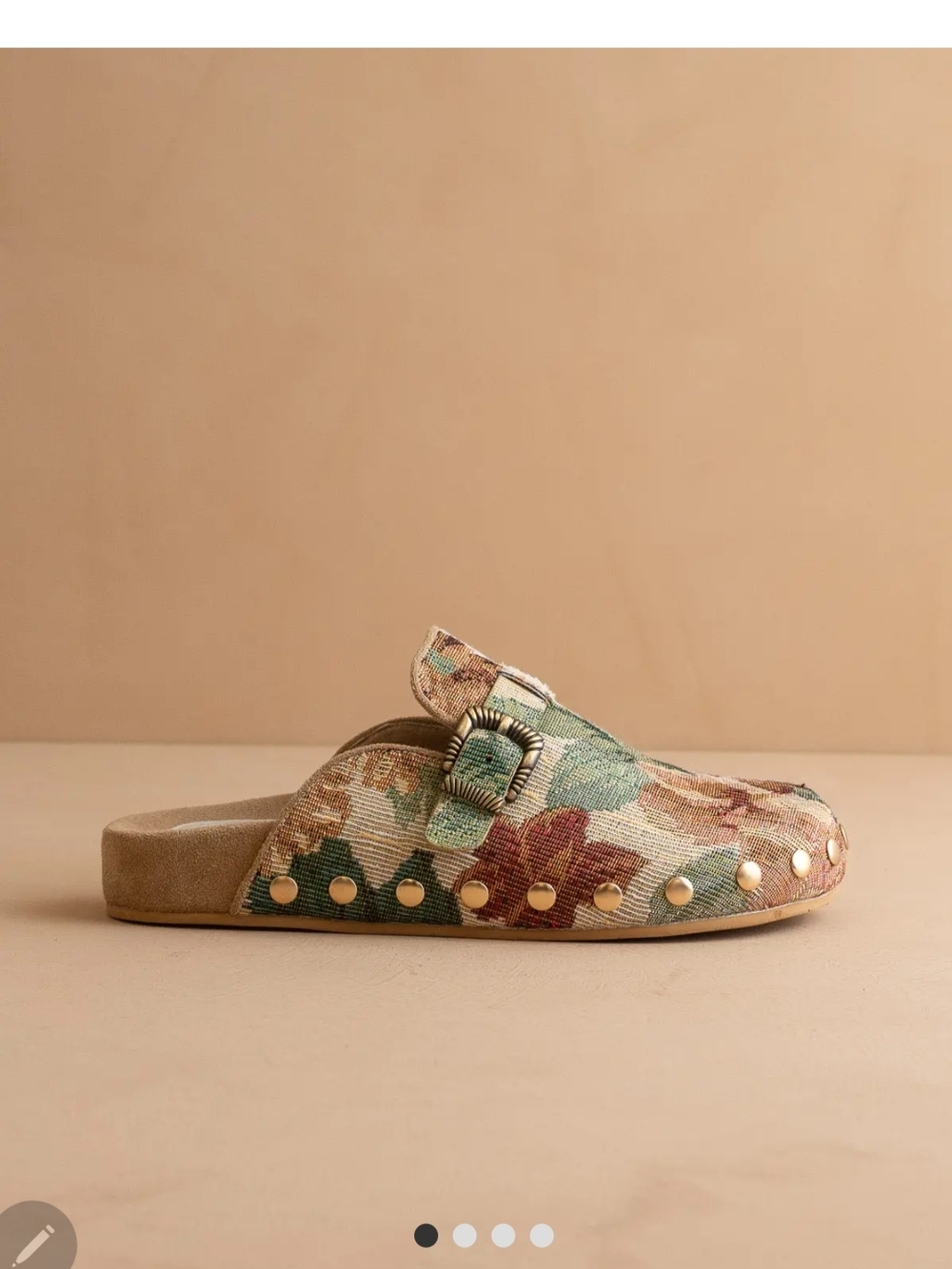 Oasis Society Floral Tapestry Slip-On Clog with Stud Accents